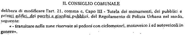 clicca per leggere tutta la delibera