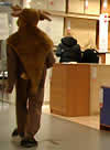 un lavoratore in un negozio IKEA vestito da alce distribuisce biscotti ai clienti - foto Tactical Media Crew
