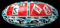 logo di Tactical Media Crew (sferoide azzurro con le lettere T ed M in campo rosso)
